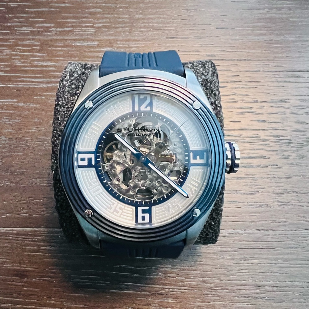 Stuhrling Original Automatic Skeleton, 50mm, Blue and Silver